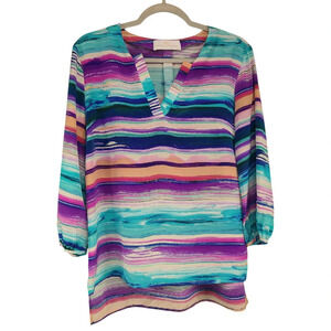 Amanda Uprichard Printed Multicolor Blouse Size Small